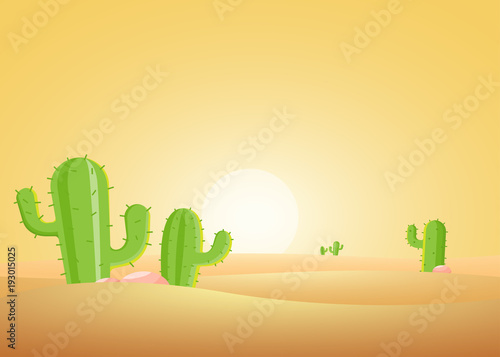 Desert sunset landscape wit...
