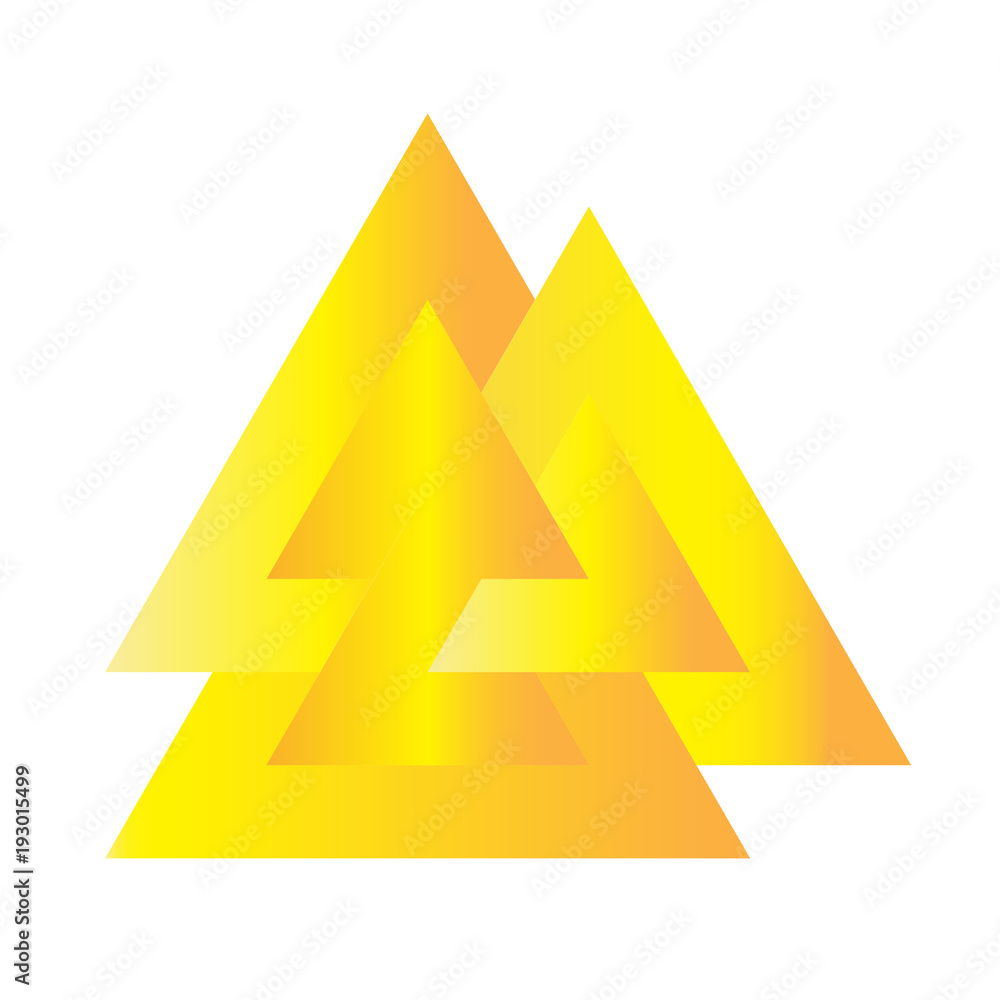 Golden triangles. Ancient germanic symbol, valknut. Golden triangles. Ancient germanic symbol, valknut.