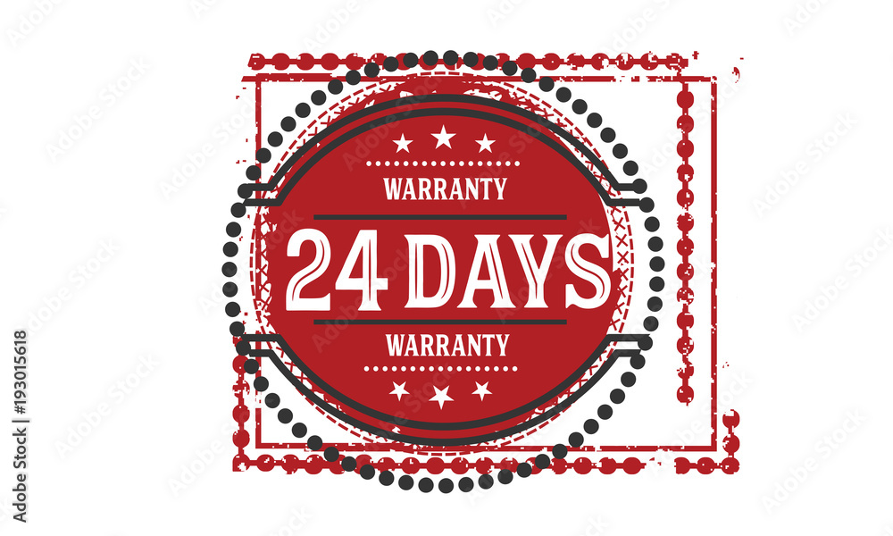 24 days warranty rubber stamp 