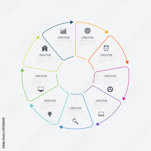Infographics template 9 options with circle