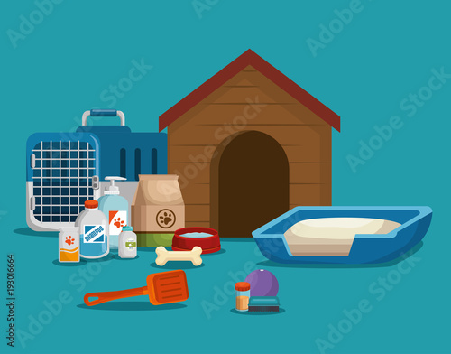 pet shop products set icons vector illustration design