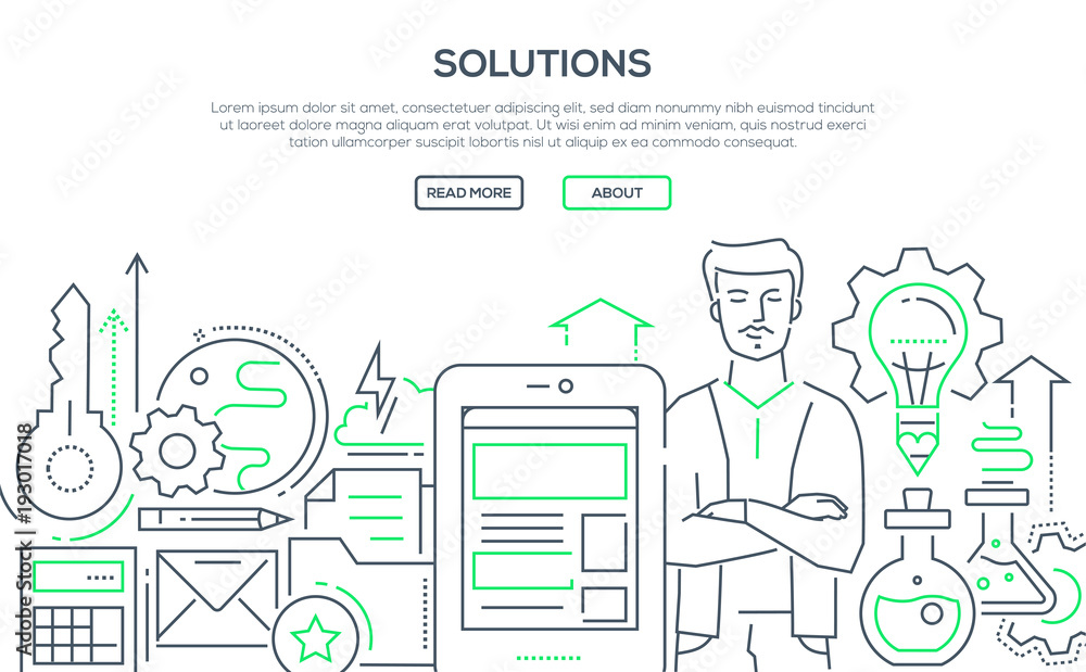 Solutions - modern line design style illustration Solutions - modern line design style illustration