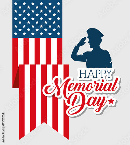 happy memorial day soldier silhouette vector illustration design