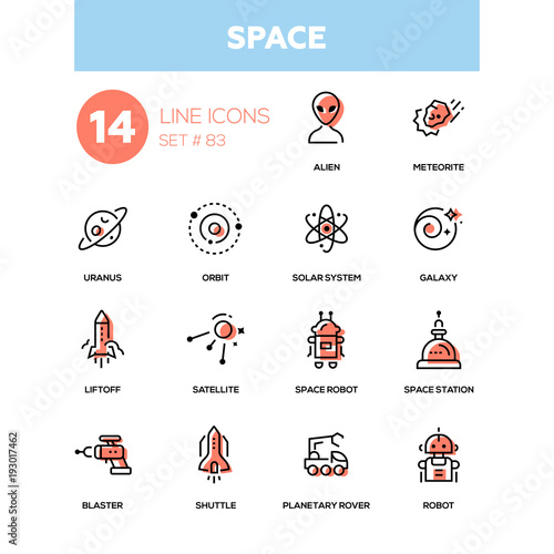 Space concept - line design icons set