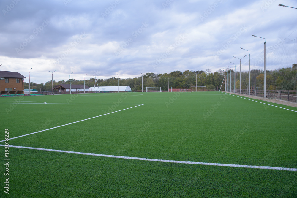 Football field with artificial turf