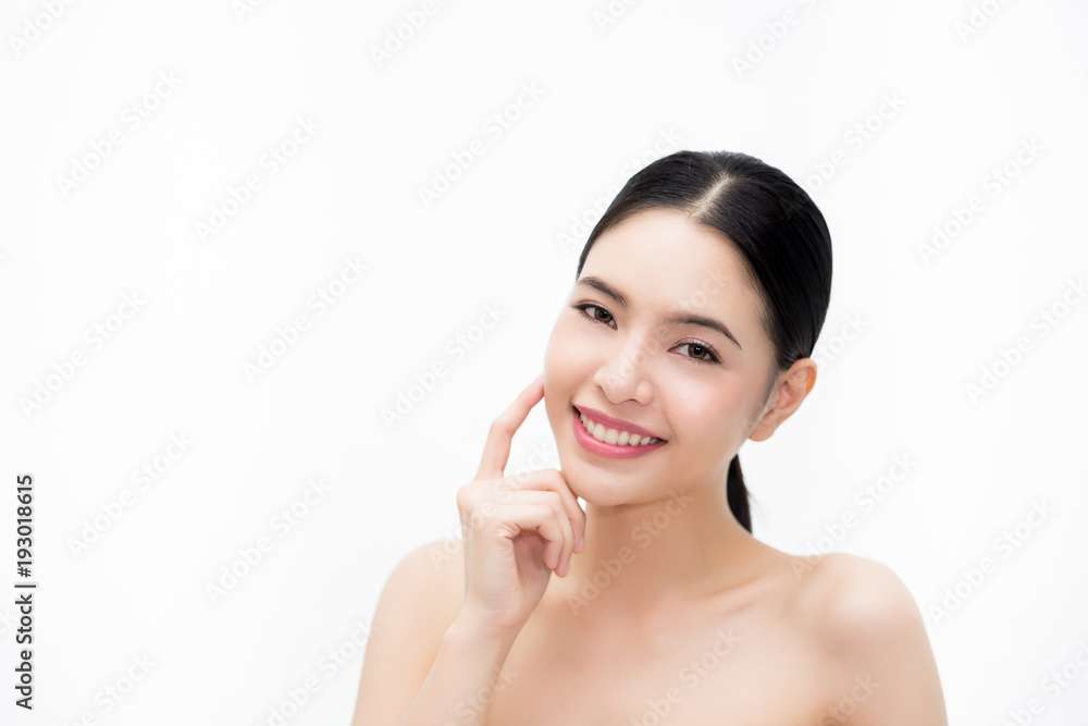 Young beauty Asian face, beautiful woman isolated over white background. Healthcare and Skincare concept Young beauty Asian face, beautiful woman isolated over white background. Healthcare and Skincare concept