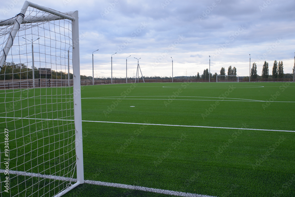 Fototapeta premium Football field with artificial turf