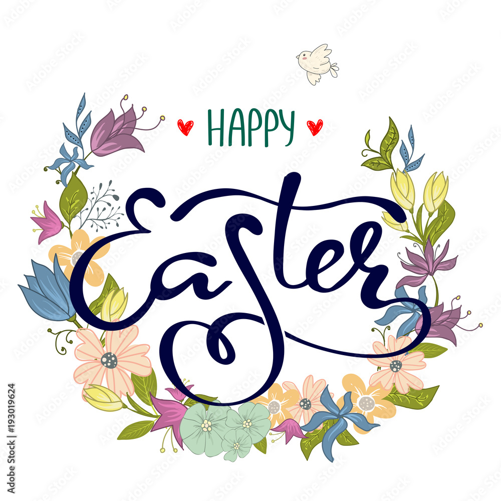 Naklejka premium Hand sketched Happy Easter text
