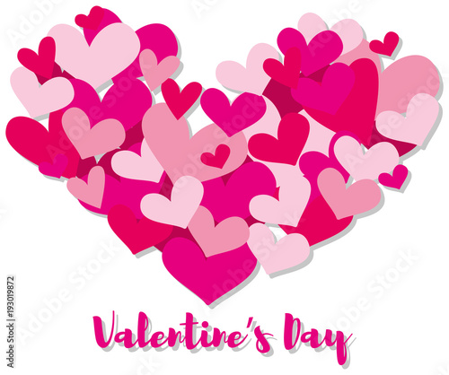 Valentine card template with pink hearts