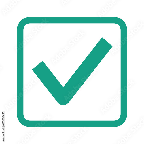 Check mark icon on white background.