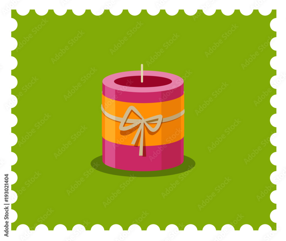 Romantic pink candle on the green background illustration. Candy colors vector flat icon.Candy colors vector flat icon. Romantic pink candle on the green background illustration. Candy colors vector flat icon.Candy colors vector flat icon.