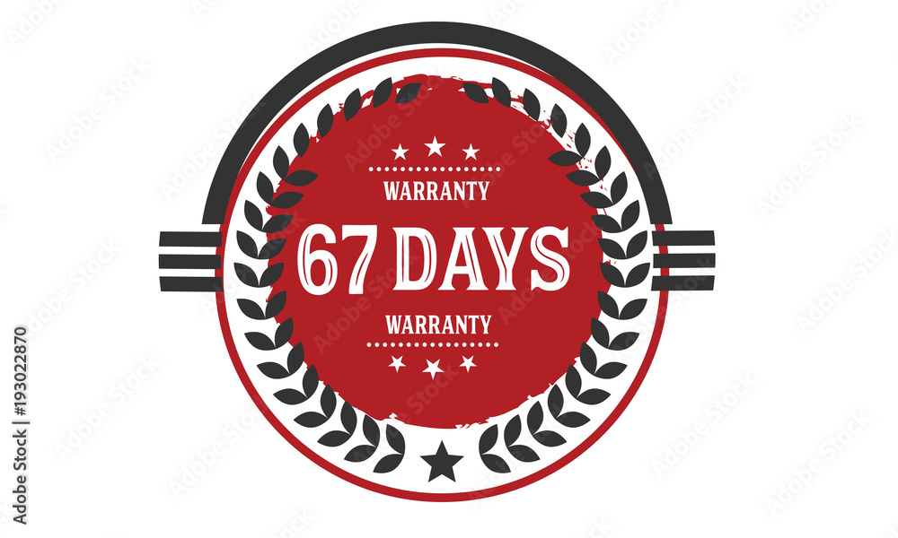 67 days warranty rubber stamp 