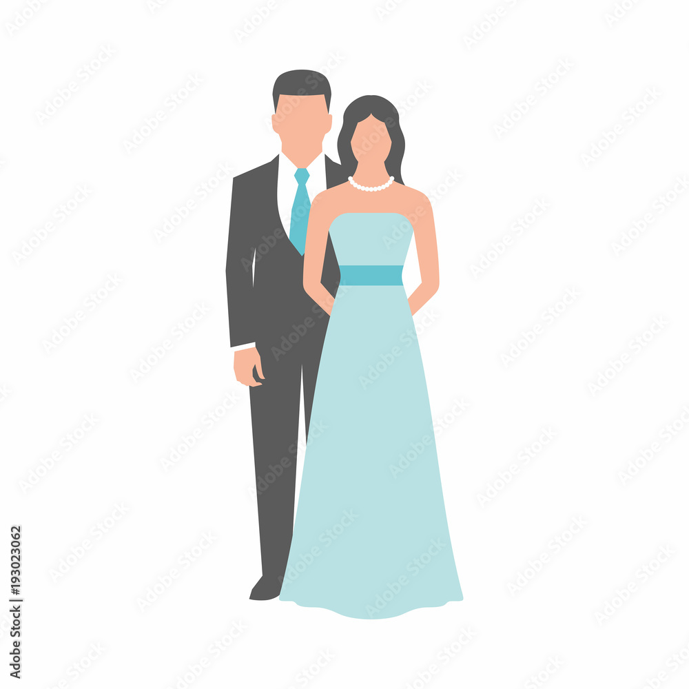 wedding couple on white background