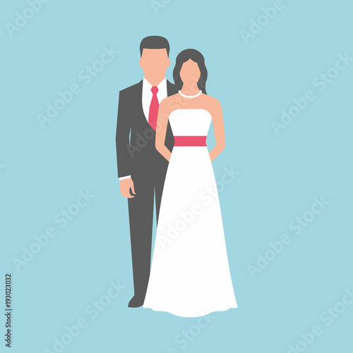 wedding couple on blue background