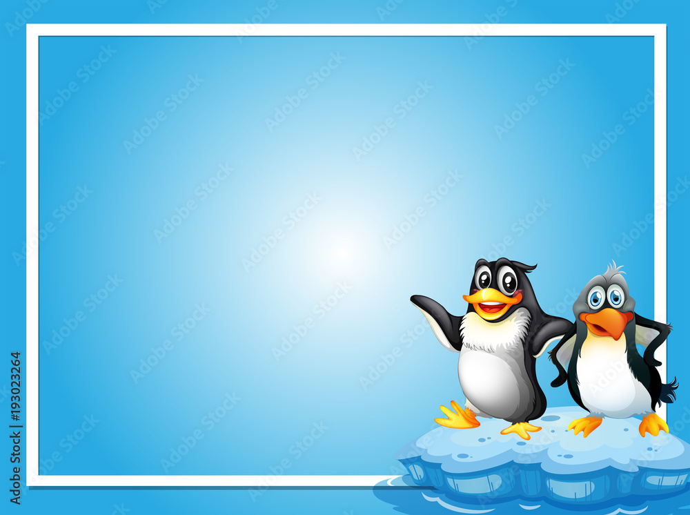 Obraz premium Frame template with two penquins