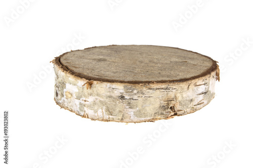birch round wood on isolated white background