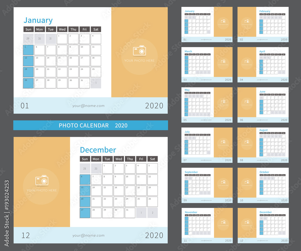 Photo Calendar 2020 ready to print Photo Calendar 2020 ready to print