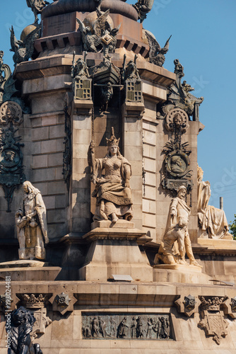 Columbus monument in Barcelona, Spain,