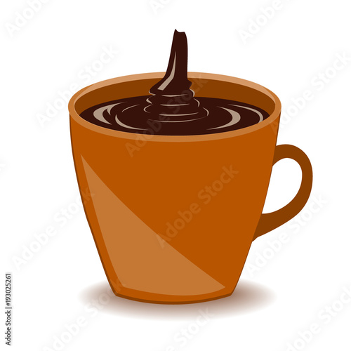 Mug of hot chocolate drink isolated on white background