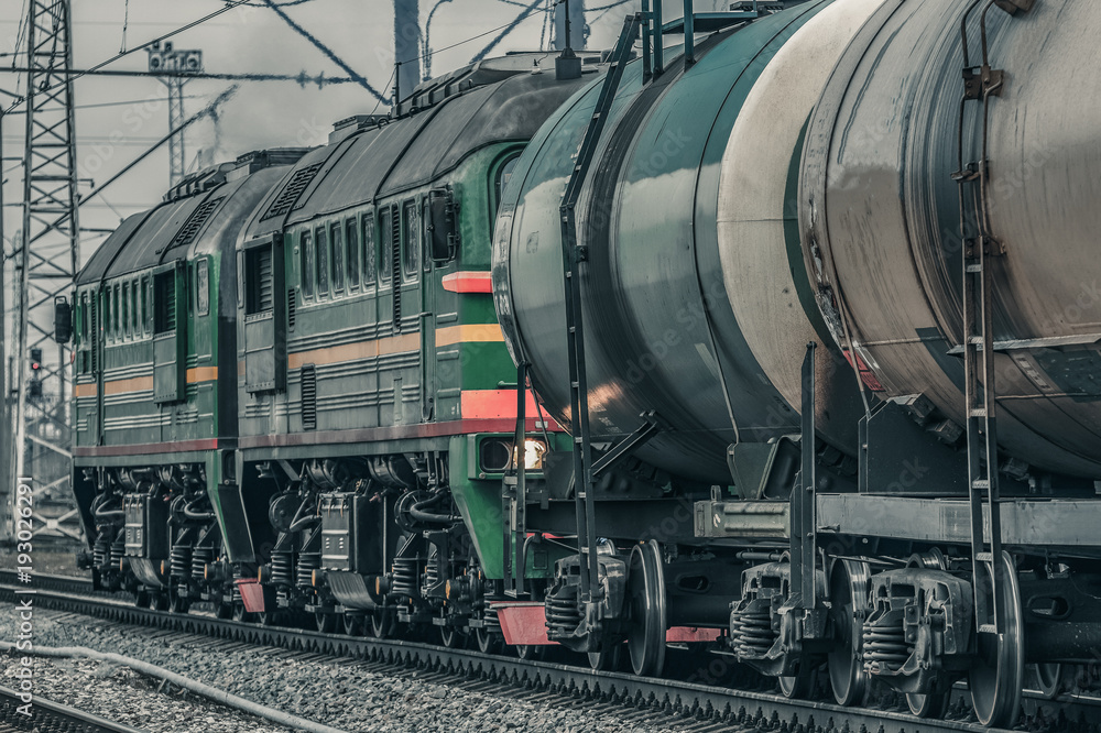 Green diesel locomotive