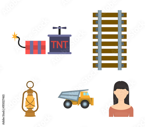 Ryllsy,vzryvchatka, dumper, lantern.Mine set collection icons in cartoon style vector symbol stock illustration web.