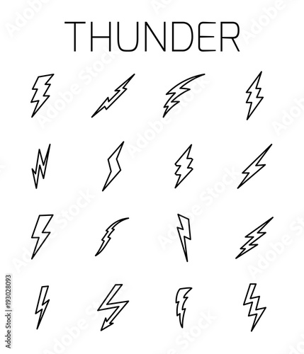 Thunder related vector icon set.