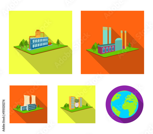 Processing factory,metallurgical plant. Factory and industry set collection icons in flat style isometric vector symbol stock illustration web.