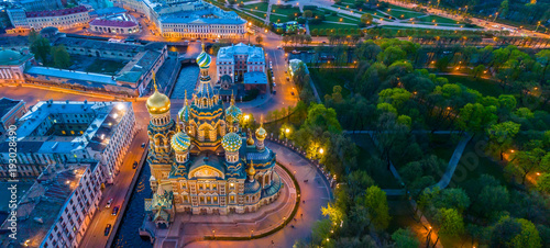 Summer evening in St. Petersburg. Museums of Russia. The Savior on Blood Museum. Petersburg from the heights. Panorama of Russia. Panorama of Saint-Petersburg © Grispb