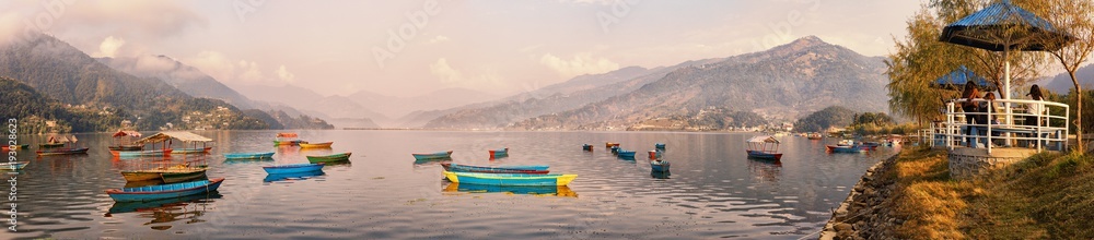 Boats on Lake Fewa, Pokhara, Nepal