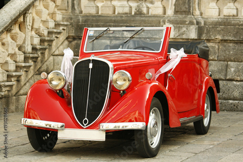 Vintage elegant car at the wedding day. Brides wedding car.