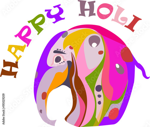 concept for the Happy Holi holiday of a decorated elephant