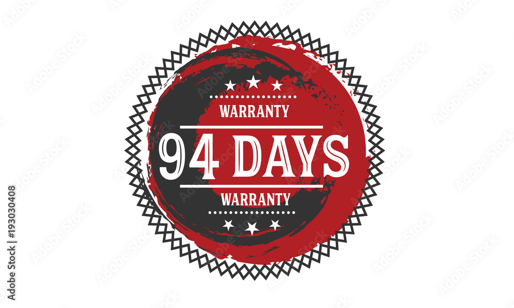 94 days warranty rubber stamp 