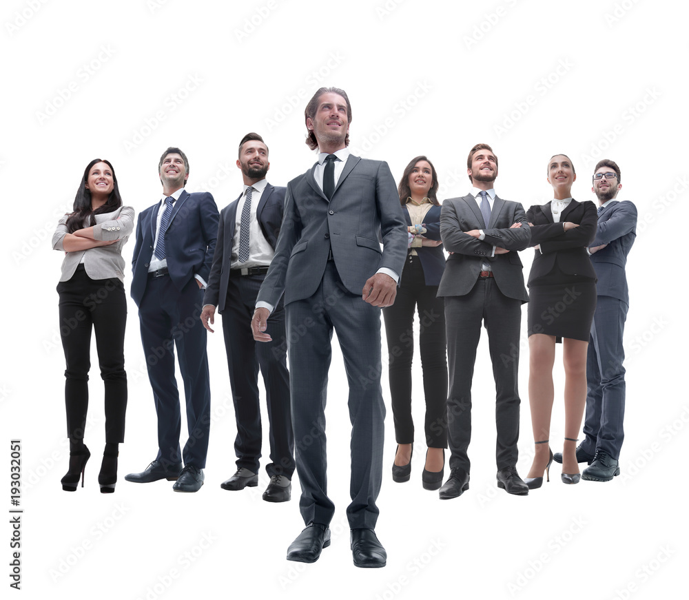 Obraz premium happy successful business team isolated on white background