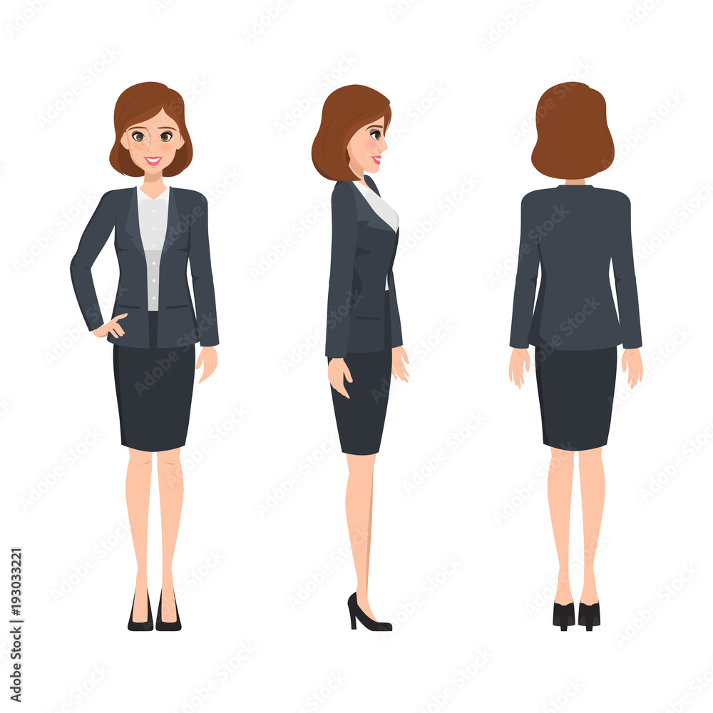 business woman different pose character. business people in suit.