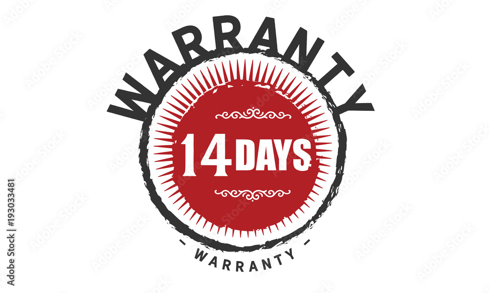 14 days warranty rubber stamp
