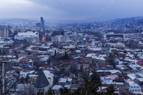 Panorama of Tbilisi at sunset