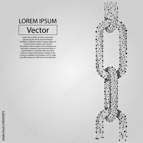 Abstract line and point Chain links. Wireframe concept of connection. Low poly vector illustration