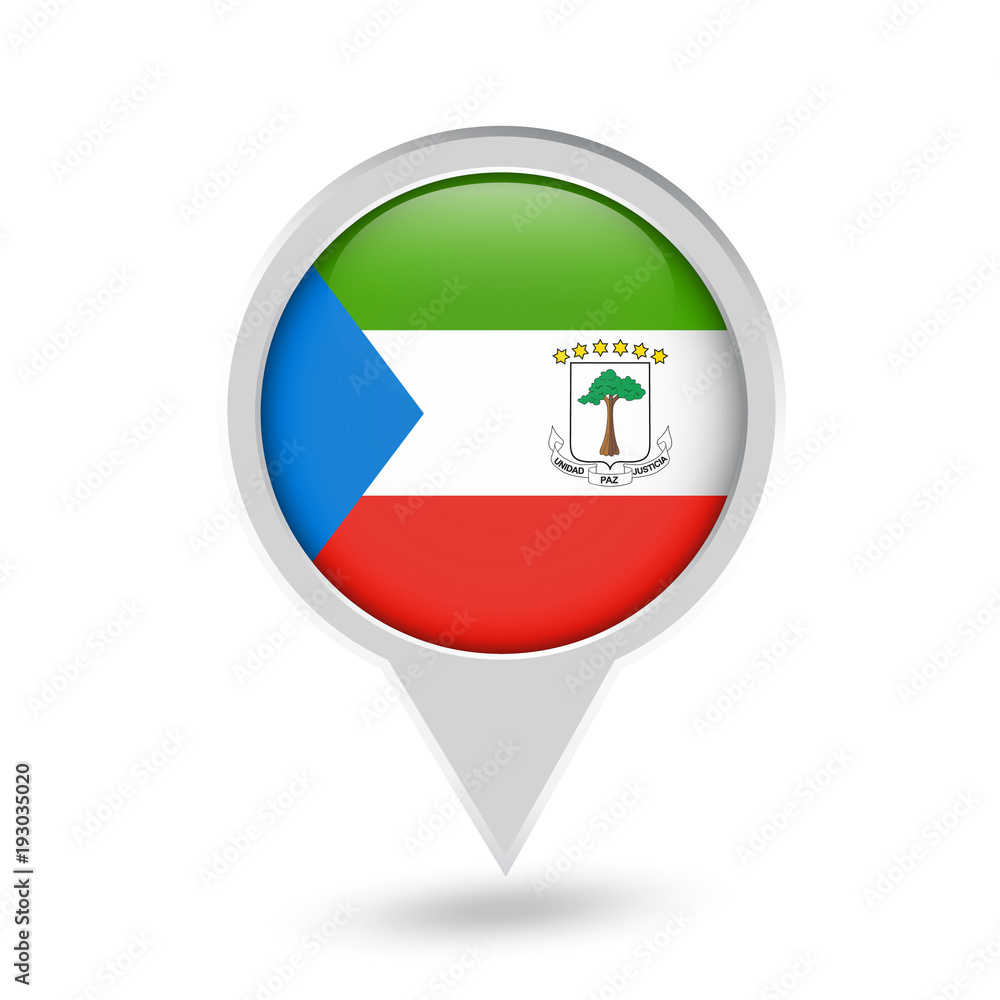 Fototapeta premium Equatorial Guinea Flag Round Pin Icon