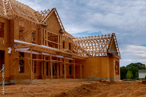 New house framework of house under beam construction photo