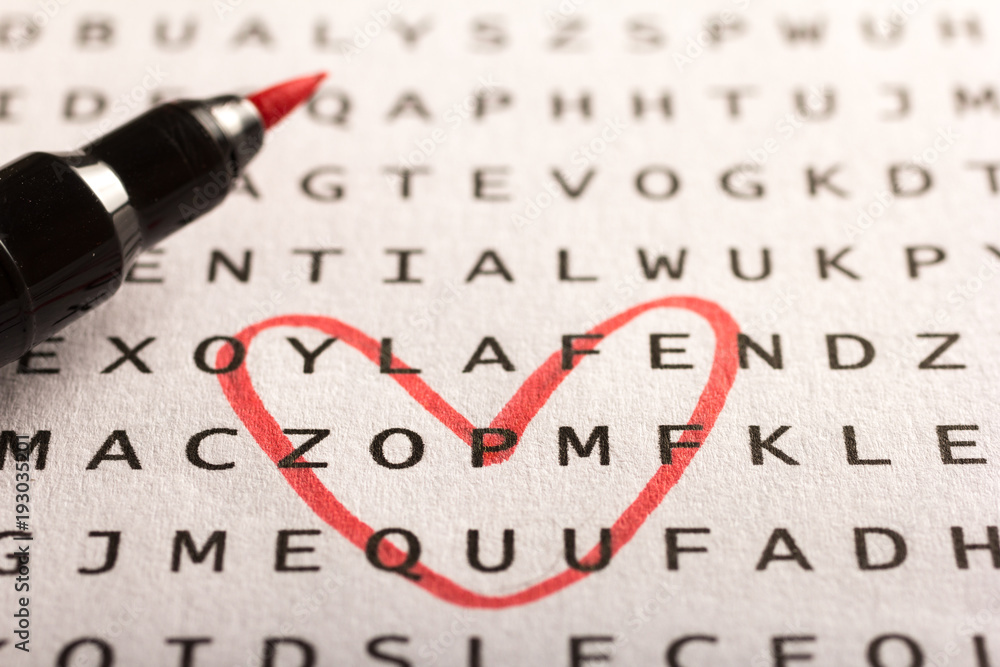 Fototapeta premium Word search, puzzle. Concept about finding, you, me.