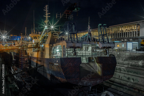 A shipping yard in Cape Town at night