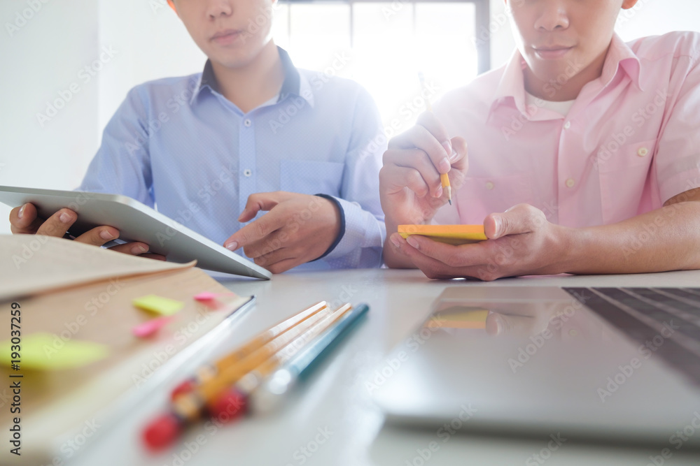 Education concept. Tutor books with friends. Education concept. Tutor books with friends.