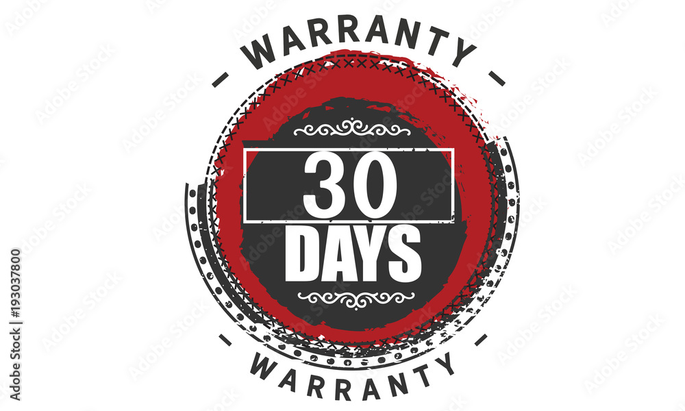 30 days warranty rubber stamp