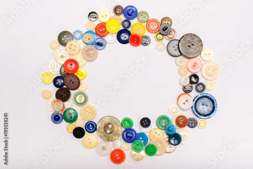 Buttons of different colors in the form of a circle on a white background