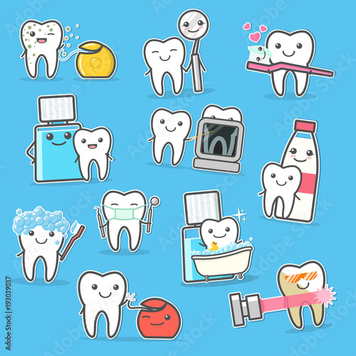 Healthy Teeth care treatment and hygiene. Cartoon vector illustration