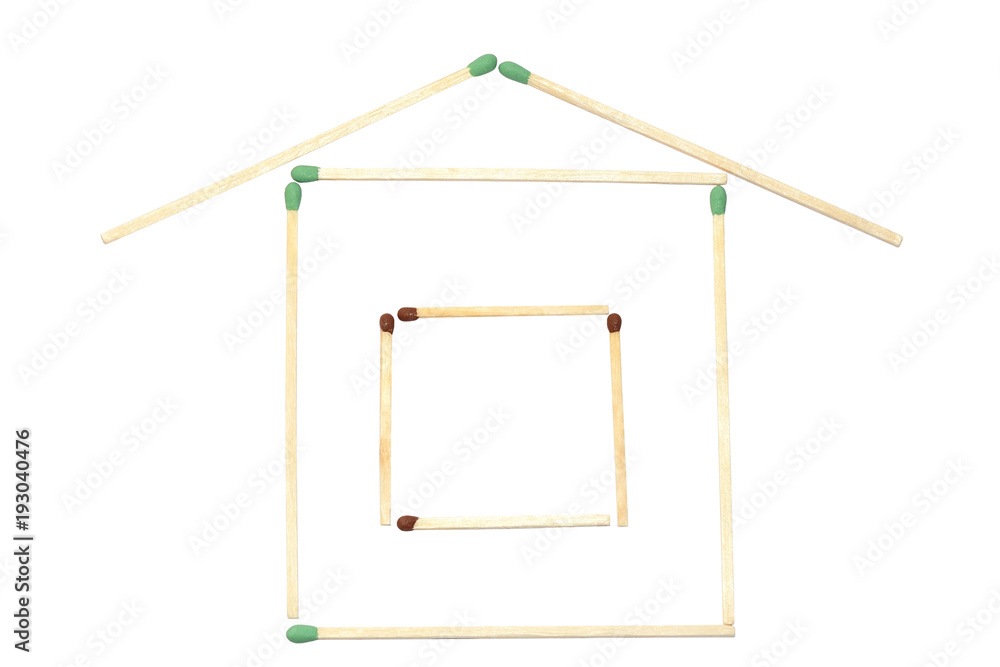 House of matches isolated on white background House of matches isolated on white background