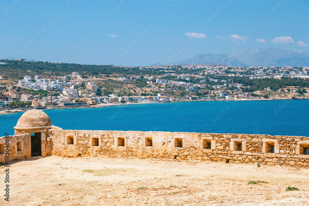 Ruins of venetian fortress Fortezza in Rethymno on Crete Island, Greece