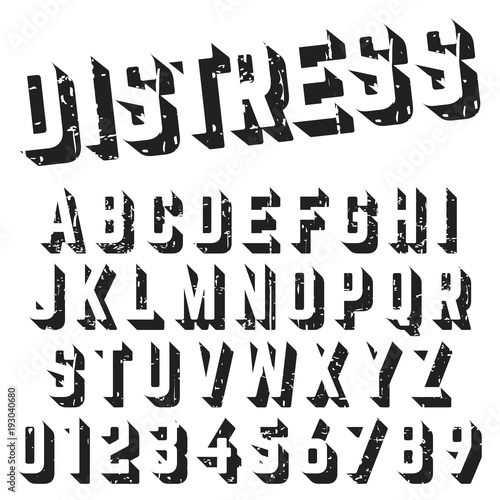 Alphabet font template distressed texture design