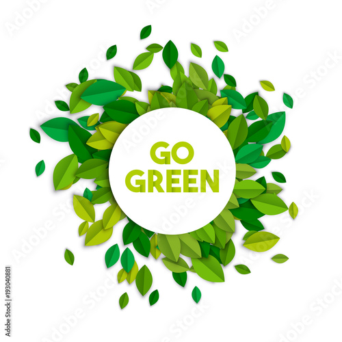 Photo Go green ecology sign concept with tree leaves