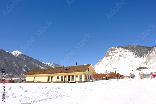 Silverton to Euereka, Colorado in winter following a recent snowstorm. photo